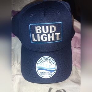Bud Light Ball Cap Blue Adjustable Snap Close Embroidery Quick Dry Cooler Fabric